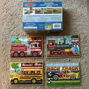 Melissa & Doug 4 Vehicles Jigsaw Puzzles in a Box Set